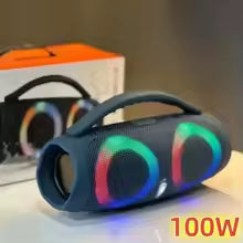 Portable 100W Waterproof Bluetooth Speaker with RGB Lights & Deep Bass
