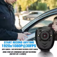 Ultra-Compact 1080P HD Body Camera – Night Vision & Loop Recording