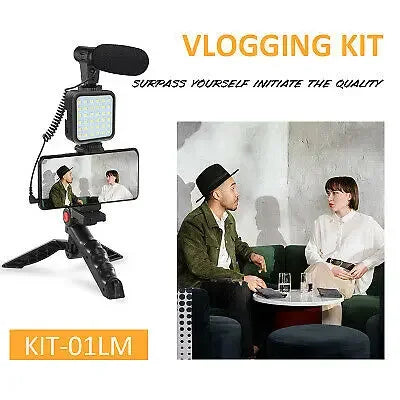 Smartphone Video Microphone Shooting Kit LED Light Stand for iPhone YouTube Live