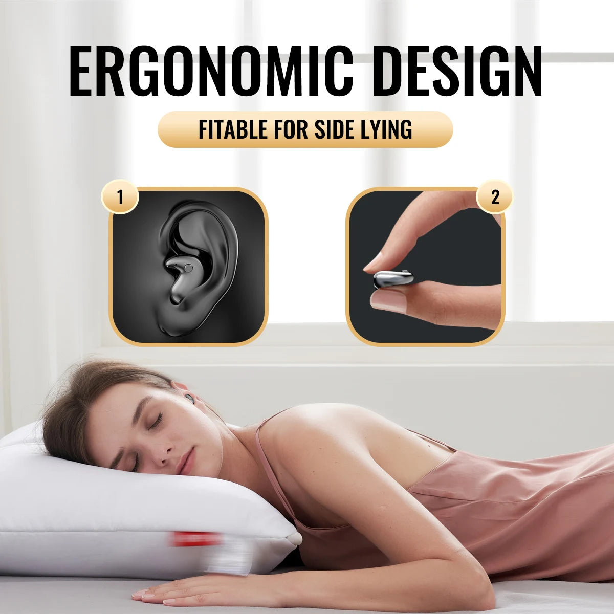 Bluetooth 5.3 Earphones Invisible Sleep Headphones TWS Wireless Hedsets HiFi Stereo Noise Reduction Earbuds for Xiaomi Huawei
