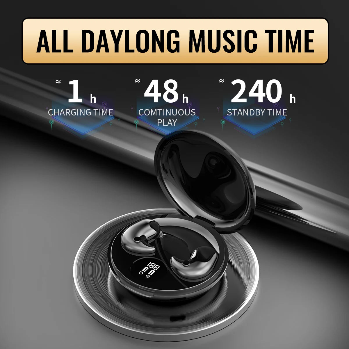Bluetooth 5.3 Earphones Invisible Sleep Headphones TWS Wireless Hedsets HiFi Stereo Noise Reduction Earbuds for Xiaomi Huawei