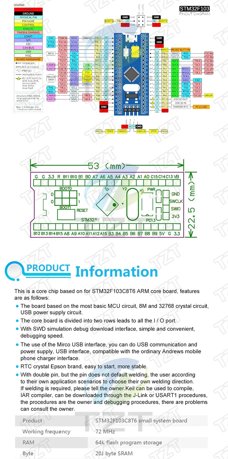 STM32F103C6T6 STM32F103C8T6 ARM STM32 Minimum System Development Board Module For Arduino