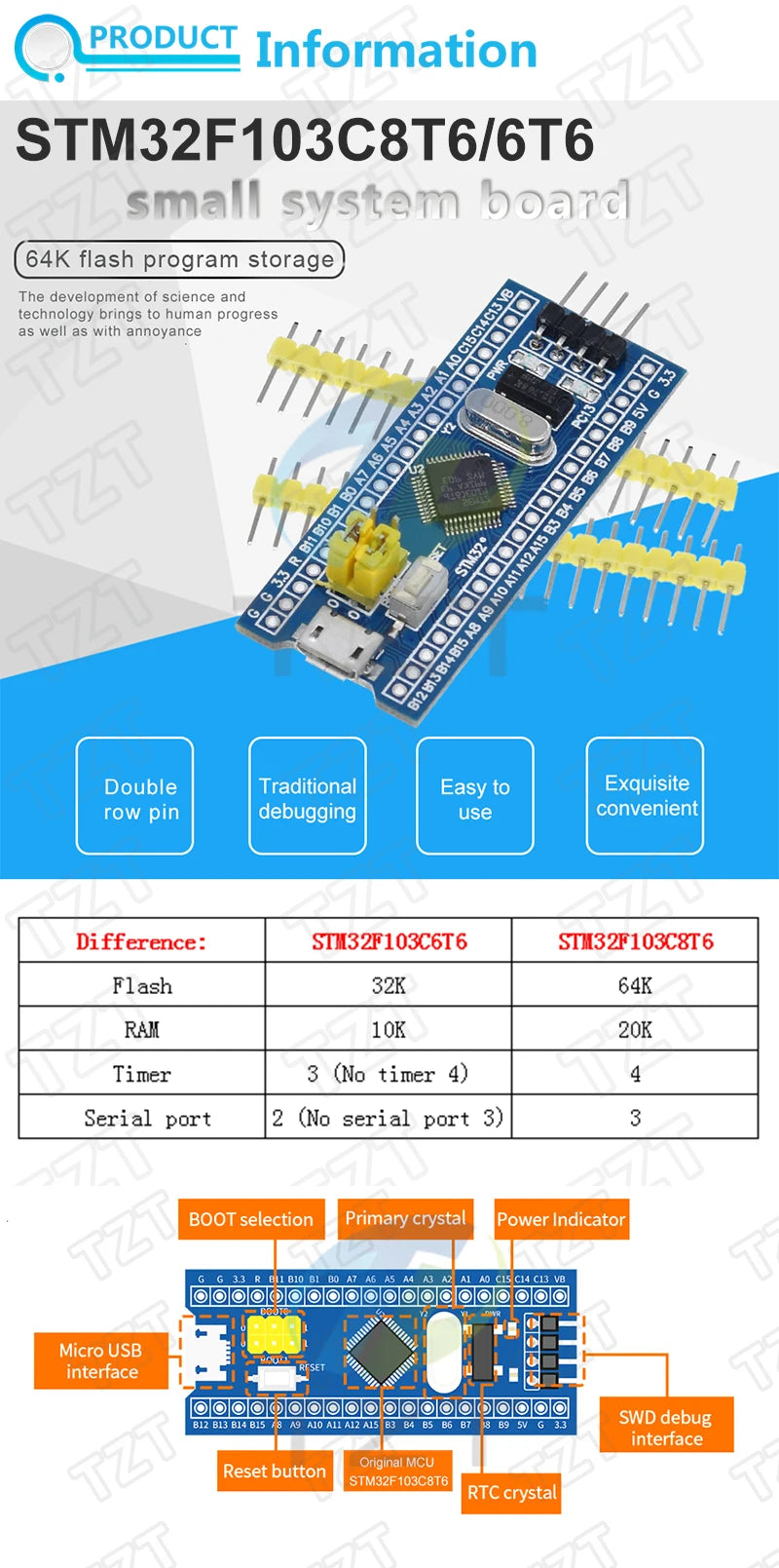 STM32F103C6T6 STM32F103C8T6 ARM STM32 Minimum System Development Board Module For Arduino