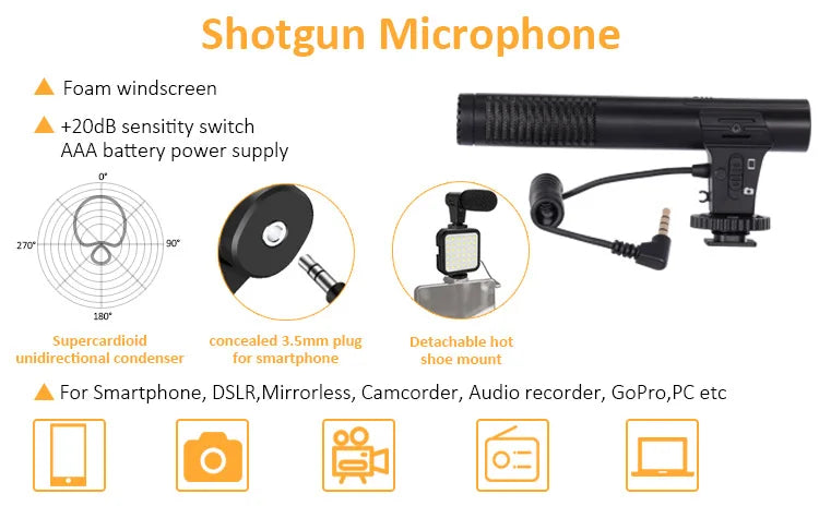 Smartphone Video Microphone Shooting Kit LED Light Stand for iPhone YouTube Live