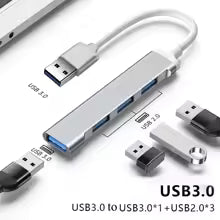 4-Port USB 3.0 High-Speed Hub with Type-C Adapter