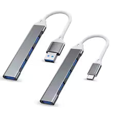 4-Port USB 3.0 High-Speed Hub with Type-C Adapter