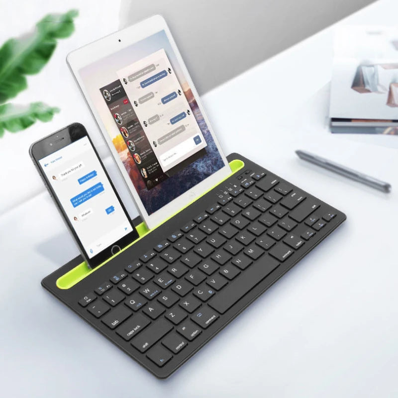 Wireless Keyboard Portable Universal Mini Rechargeable Keyboard Built-in Stand Slot For Mobile Phone Tablet