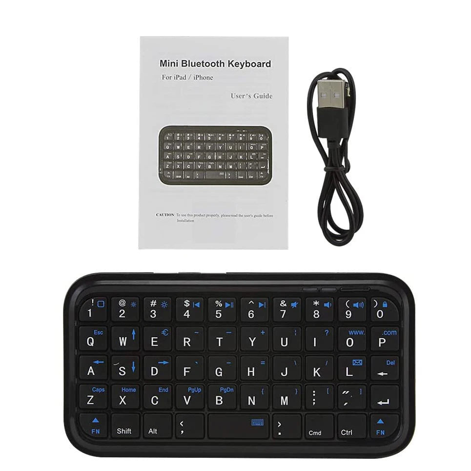 Mini Rechargeable Type-C Bluetooth 3.0 Keyboard Slim Wireless Pocket Keypad Portable 49 Keys Keyboard for Tablets Smartphones