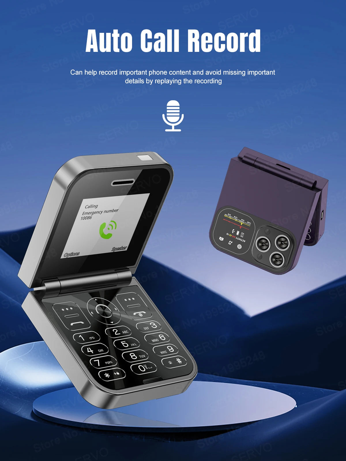 SERVO Classic Small Flip Mobile Phone 2G Dual SIM Card Blacklist Speed Dial 2.0“ Screen 180° Fold Button Cellphones New upgrade