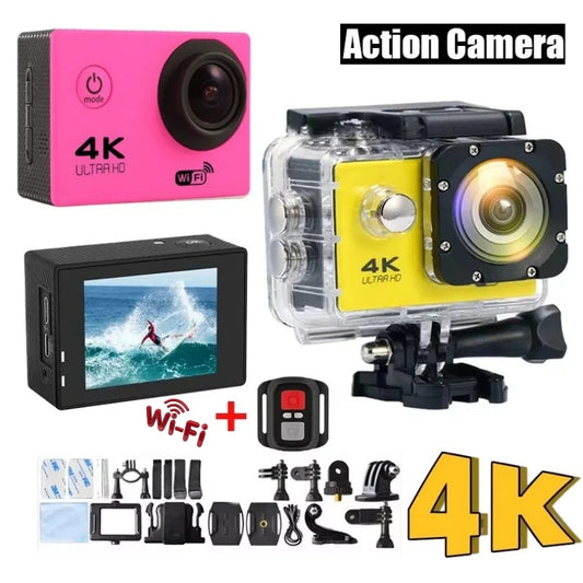 4K Ultra HD Action Camera 2.0-inch Screen Waterproof WiFi Remote Control 30fps/170D Underwater Helmet Sports Go Pro Video Ip Cam
