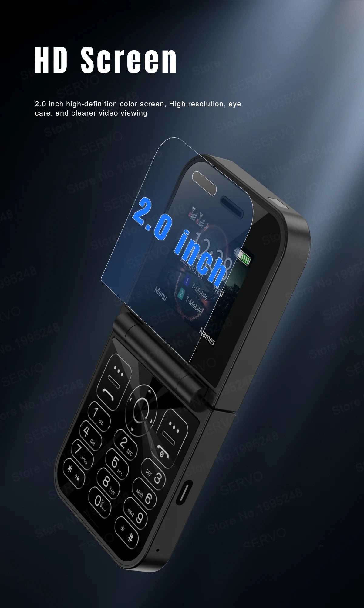 SERVO Classic Small Flip Mobile Phone 2G Dual SIM Card Blacklist Speed Dial 2.0“ Screen 180° Fold Button Cellphones New upgrade