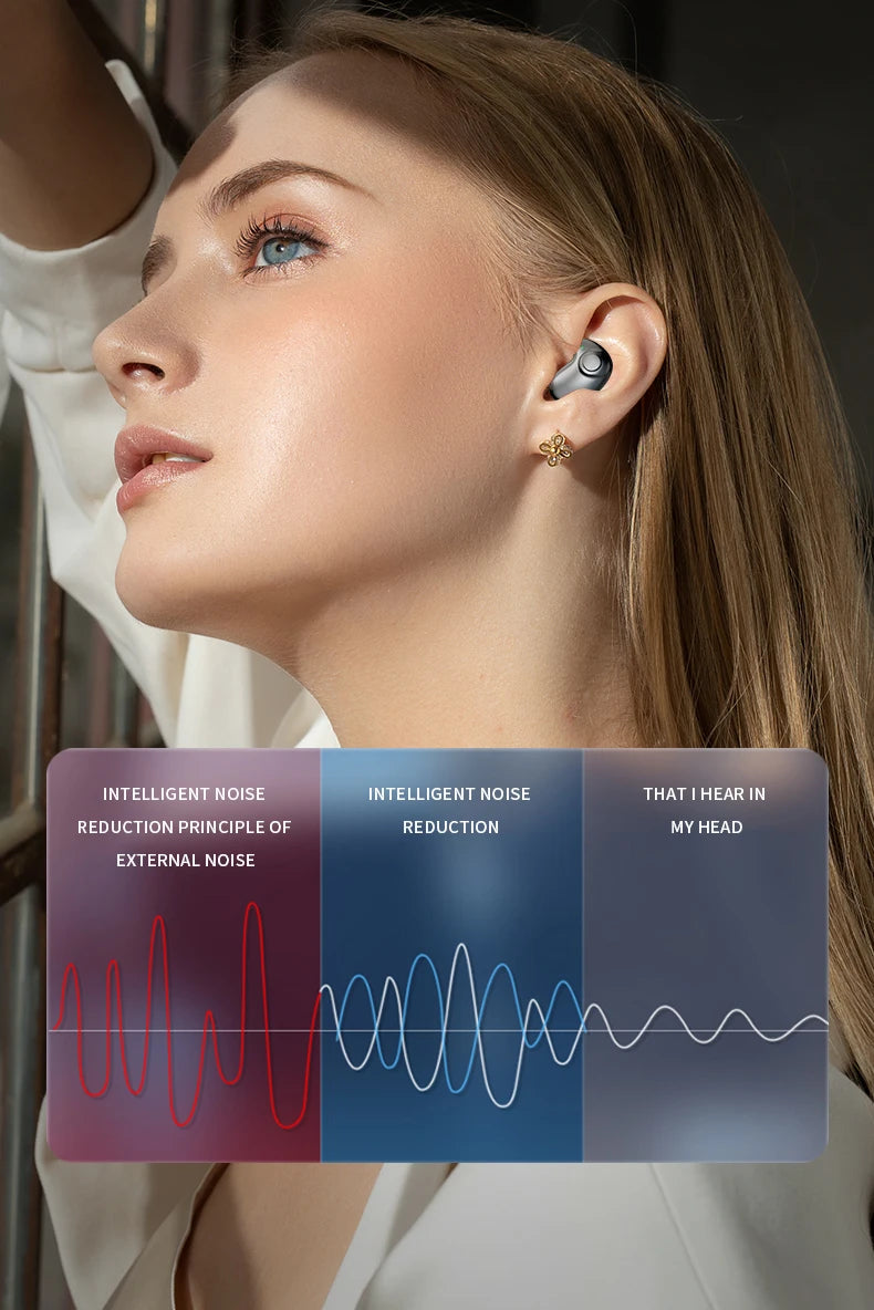 Bluetooth 5.3 Earphones Invisible Sleep Headphones TWS Wireless Hedsets HiFi Stereo Noise Reduction Earbuds for Xiaomi Huawei