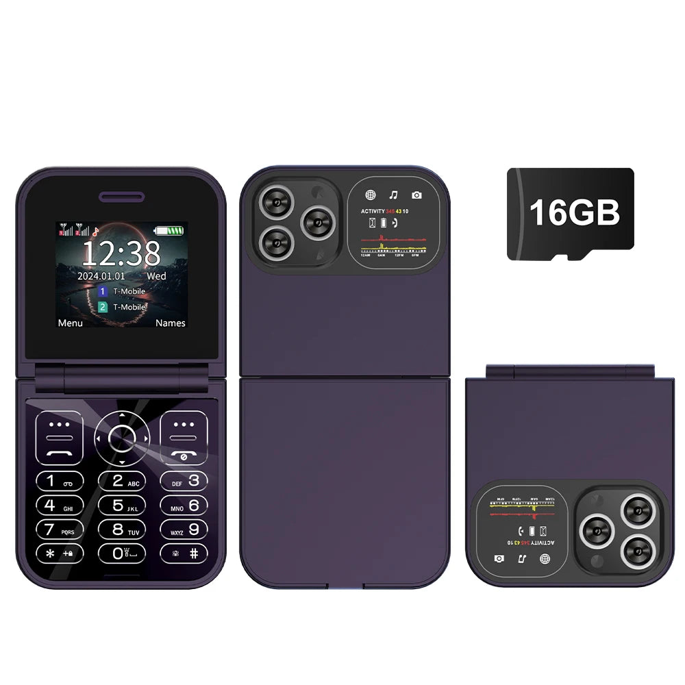 SERVO Classic Small Flip Mobile Phone 2G Dual SIM Card Blacklist Speed Dial 2.0“ Screen 180° Fold Button Cellphones New upgrade