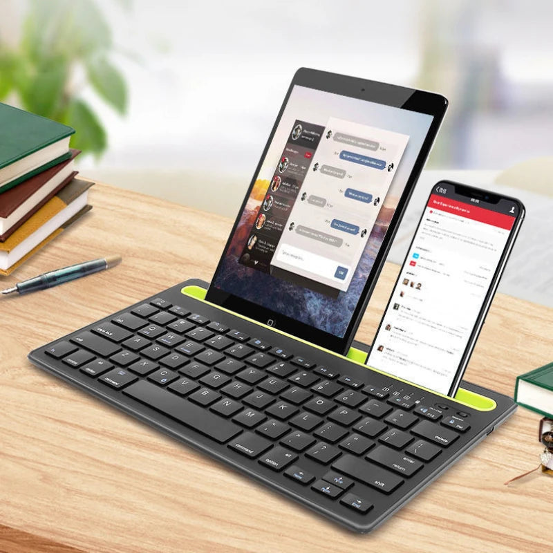 Wireless Keyboard Portable Universal Mini Rechargeable Keyboard Built-in Stand Slot For Mobile Phone Tablet