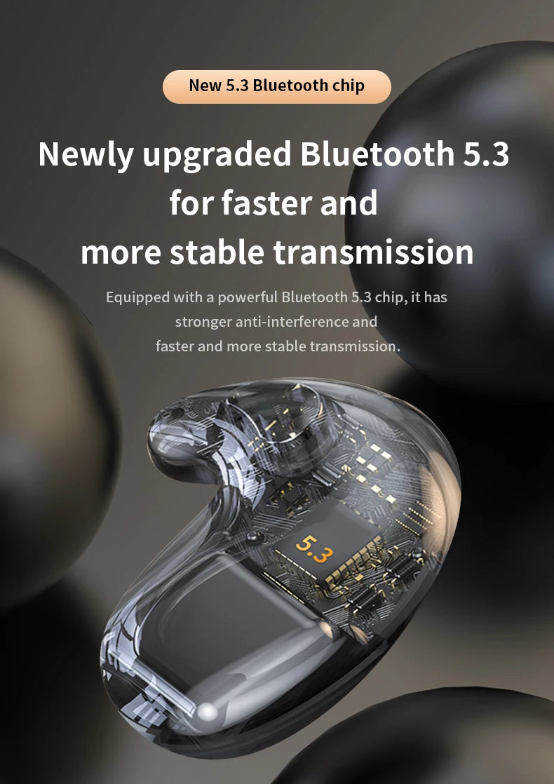 Bluetooth 5.3 Earphones Invisible Sleep Headphones TWS Wireless Hedsets HiFi Stereo Noise Reduction Earbuds for Xiaomi Huawei