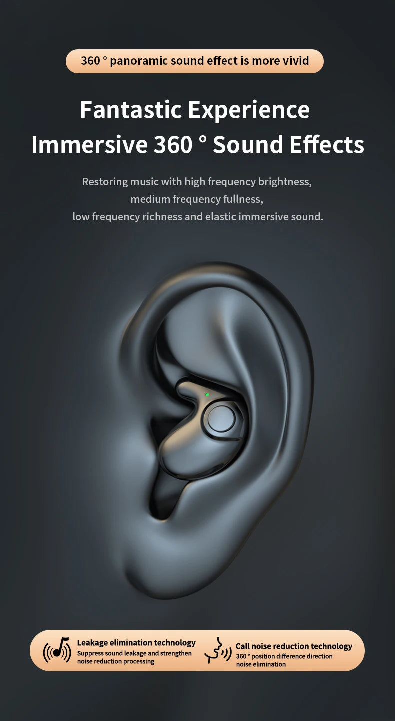 Bluetooth 5.3 Earphones Invisible Sleep Headphones TWS Wireless Hedsets HiFi Stereo Noise Reduction Earbuds for Xiaomi Huawei