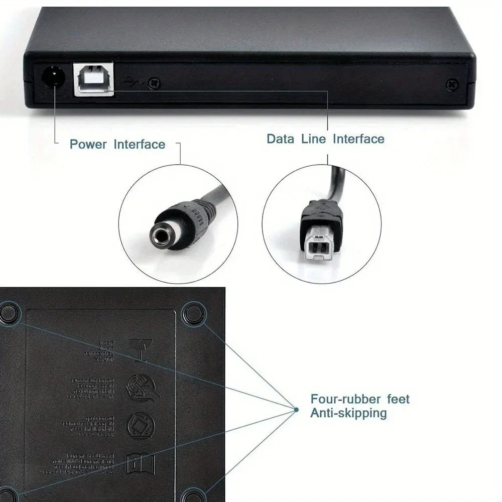 External CD DVD Drive, USB 2.0 Slim Protectable External CD-RW Drive DVD-ROM  Player for Laptops Desktop PCs