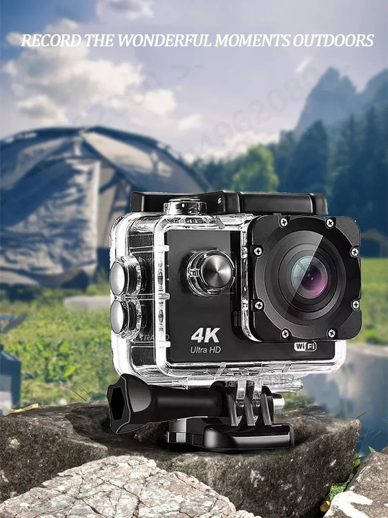 4K Ultra HD Action Camera 2.0-inch Screen Waterproof WiFi Remote Control 30fps/170D Underwater Helmet Sports Go Pro Video Ip Cam