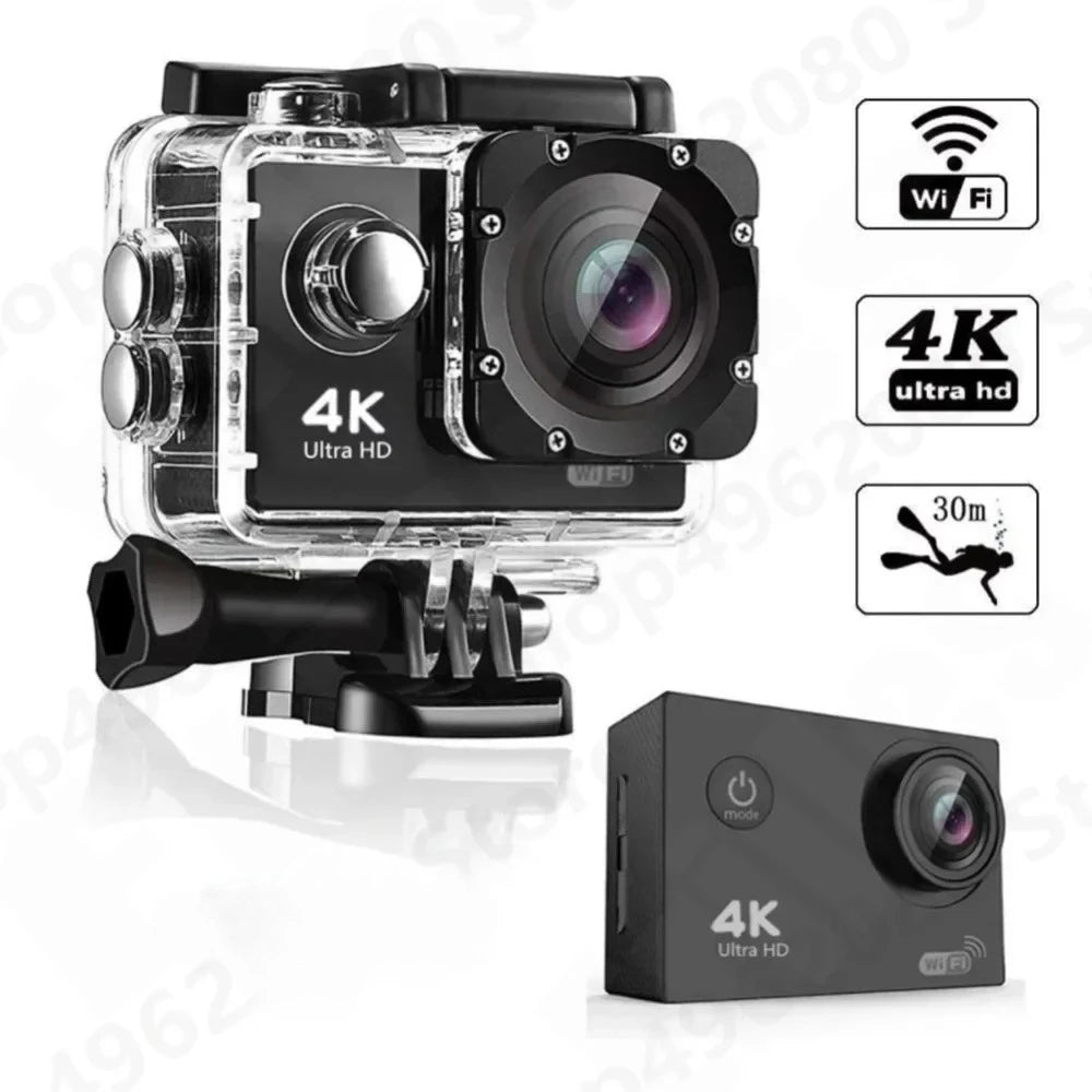 4K Ultra HD Action Camera 2.0-inch Screen Waterproof WiFi Remote Control 30fps/170D Underwater Helmet Sports Go Pro Video Ip Cam