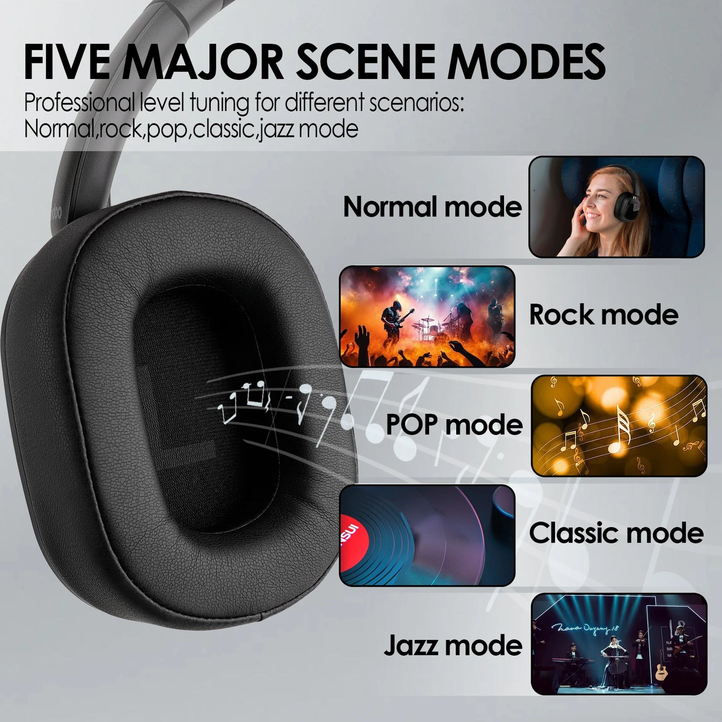 Siindoo JH-ANC930Plus Active Noise Cancelling Headphones, Hybrid Wireless Headphone With Multi Magnetic Touch Control LED Screen