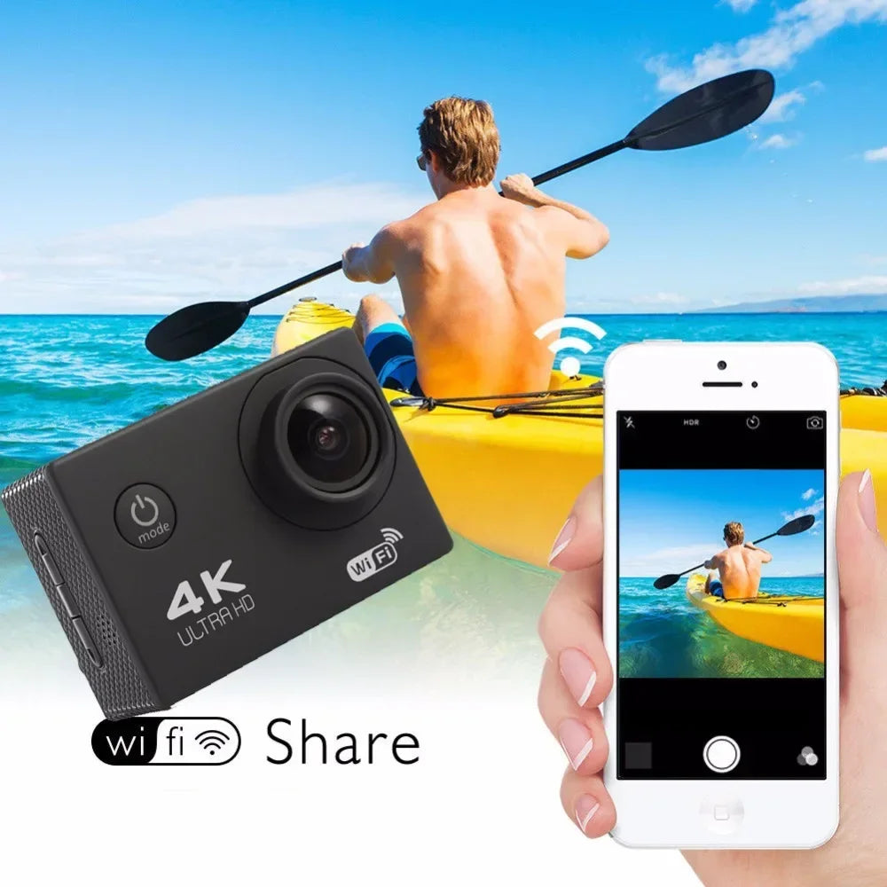 4K Ultra HD Action Camera 2.0-inch Screen Waterproof WiFi Remote Control 30fps/170D Underwater Helmet Sports Go Pro Video Ip Cam