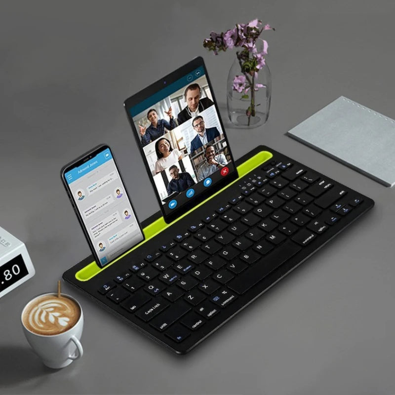 Wireless Keyboard Portable Universal Mini Rechargeable Keyboard Built-in Stand Slot For Mobile Phone Tablet