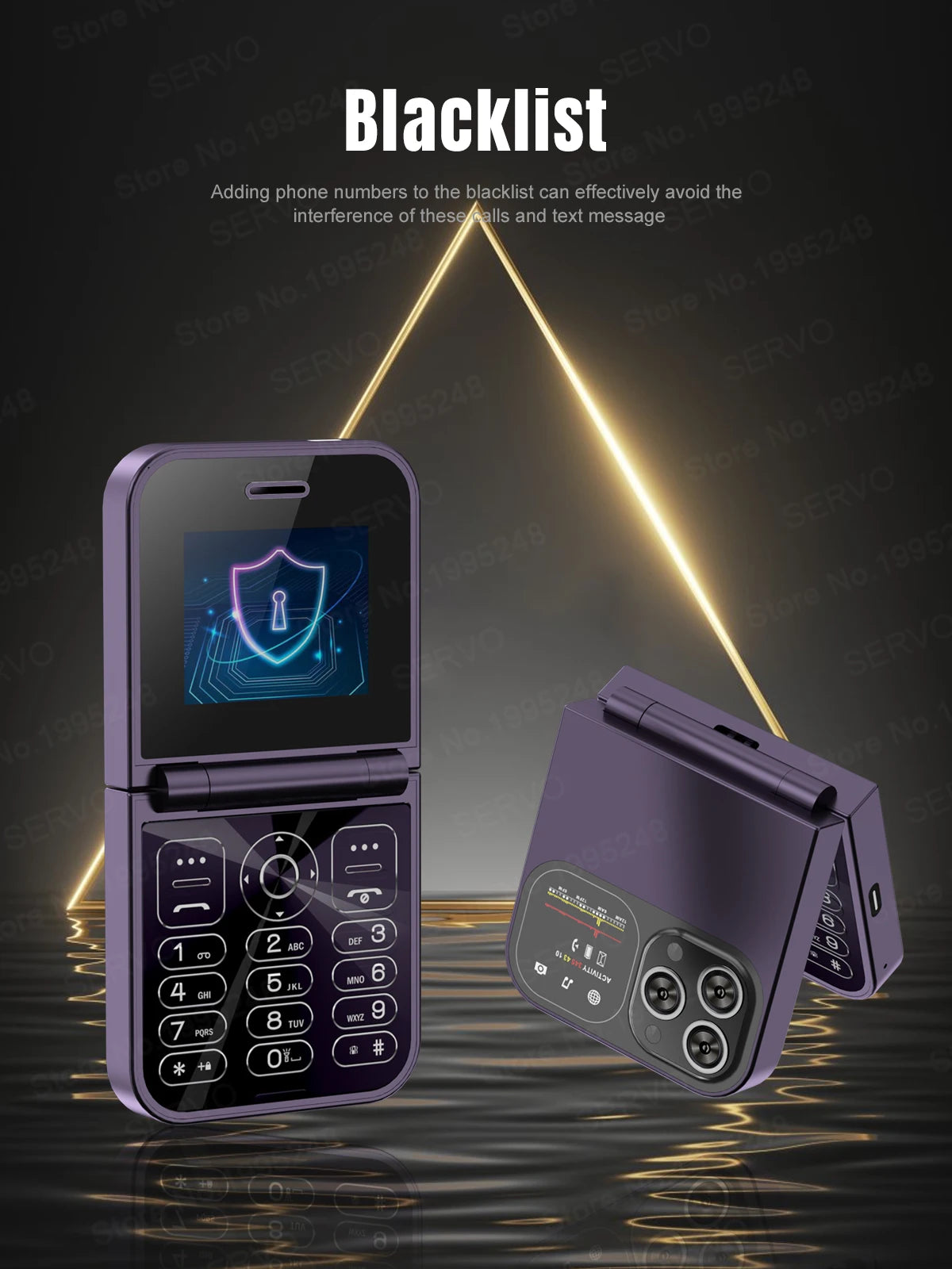 SERVO Classic Small Flip Mobile Phone 2G Dual SIM Card Blacklist Speed Dial 2.0“ Screen 180° Fold Button Cellphones New upgrade