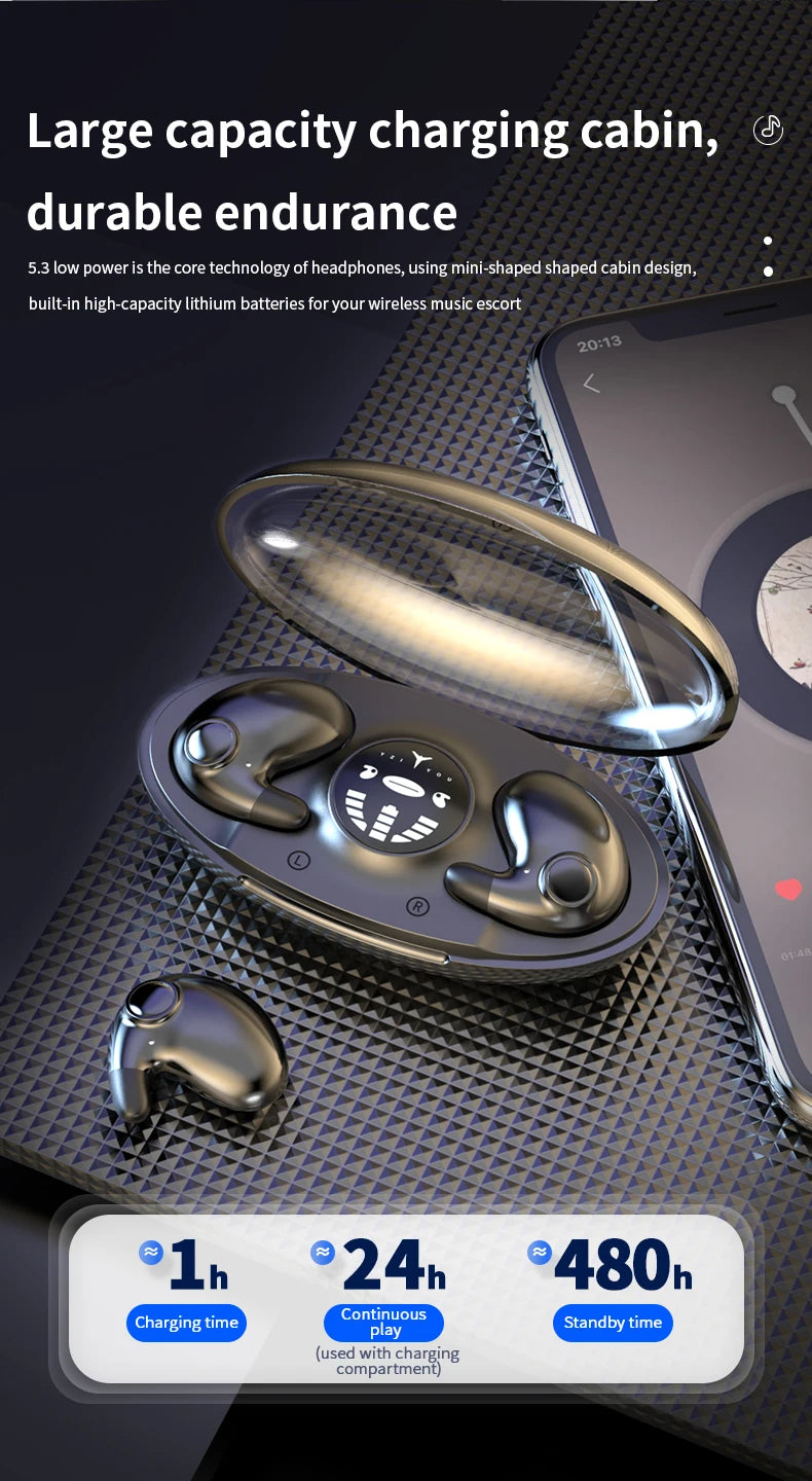 Bluetooth 5.3 Earphones Mini Invisible Sleep Headphones IPX5 Waterproof Noise Reduction Earbuds Sports Headsets for Xiaomi