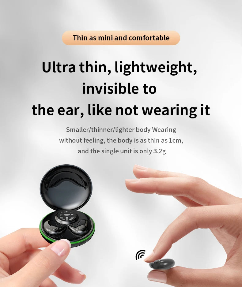 Bluetooth 5.3 Earphones Invisible Sleep Headphones TWS Wireless Hedsets HiFi Stereo Noise Reduction Earbuds for Xiaomi Huawei