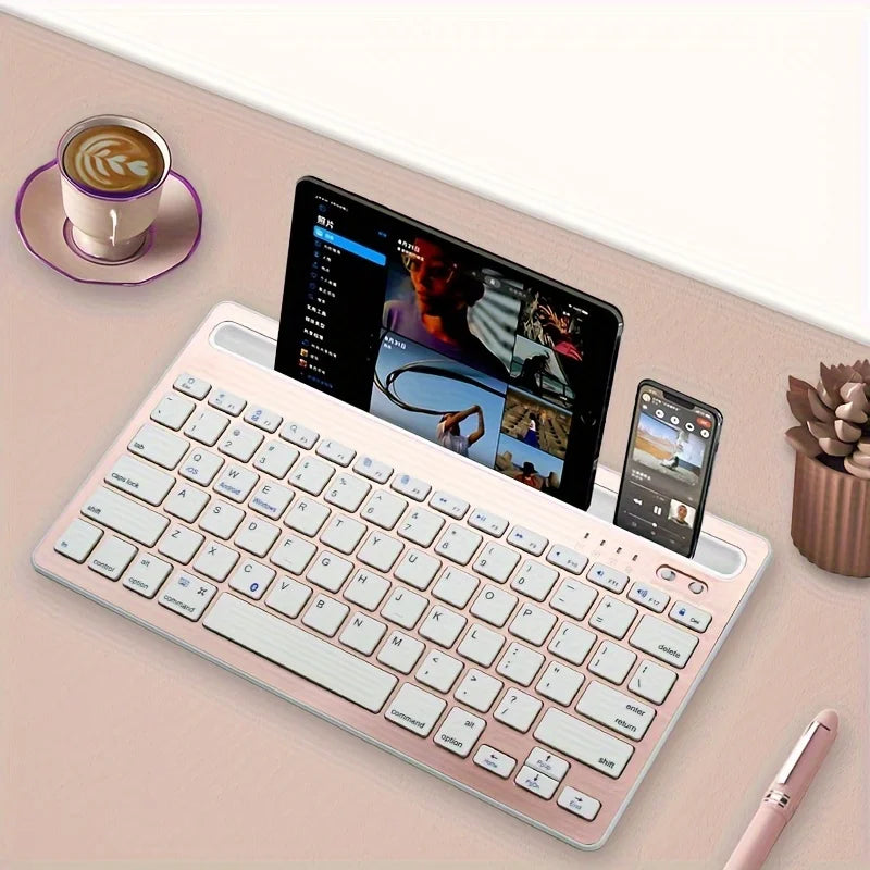Wireless Keyboard Portable Universal Mini Rechargeable Keyboard Built-in Stand Slot For Mobile Phone Tablet