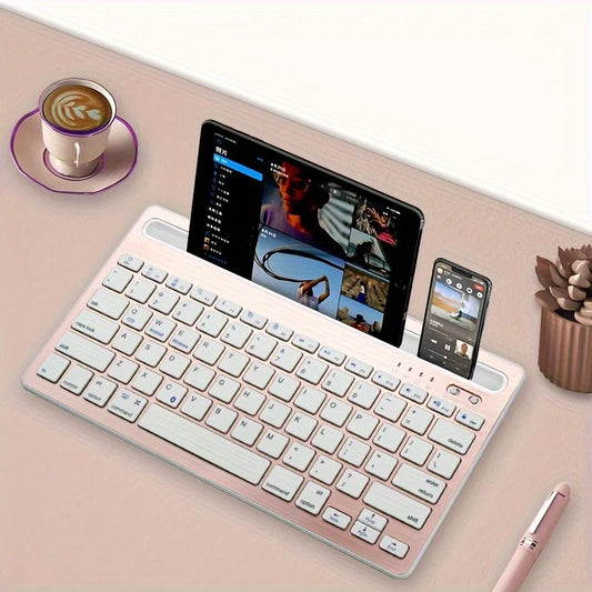 Wireless Keyboard Portable Universal Mini Rechargeable Keyboard Built-in Stand Slot For Mobile Phone Tablet