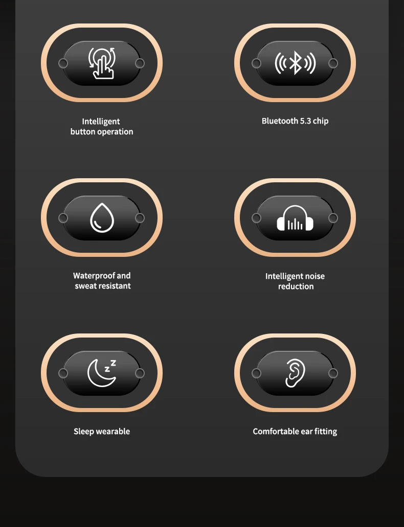 Bluetooth 5.3 Earphones Invisible Sleep Headphones TWS Wireless Hedsets HiFi Stereo Noise Reduction Earbuds for Xiaomi Huawei