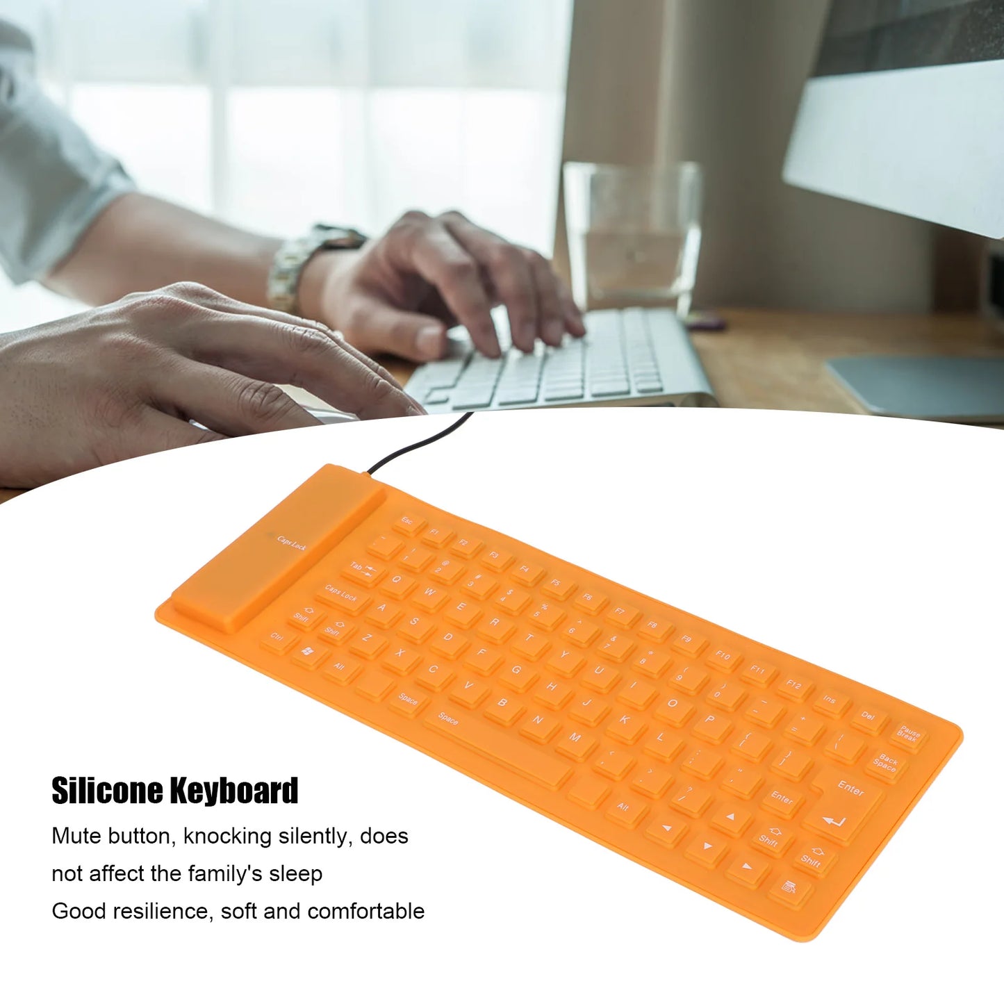 Silicone Keyboard Rollable Keyboard Mute Button USB Wired Lightweight Portable Various Colors Soft Comfortable for PC Notebook
