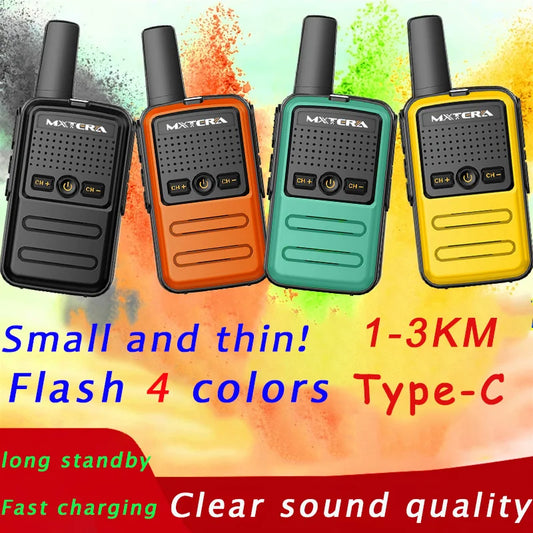 Walkie talkie battery operated radio  Mini Toy 1~5 Km UHF Gift Two Way Transceiver 1S 2S Tablet Colorful Fuselage New Kids Talki