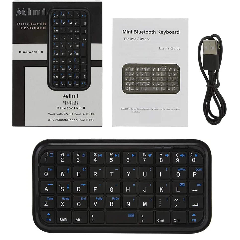 Mini Rechargeable Type-C Bluetooth 3.0 Keyboard Slim Wireless Pocket Keypad Portable 49 Keys Keyboard for Tablets Smartphones
