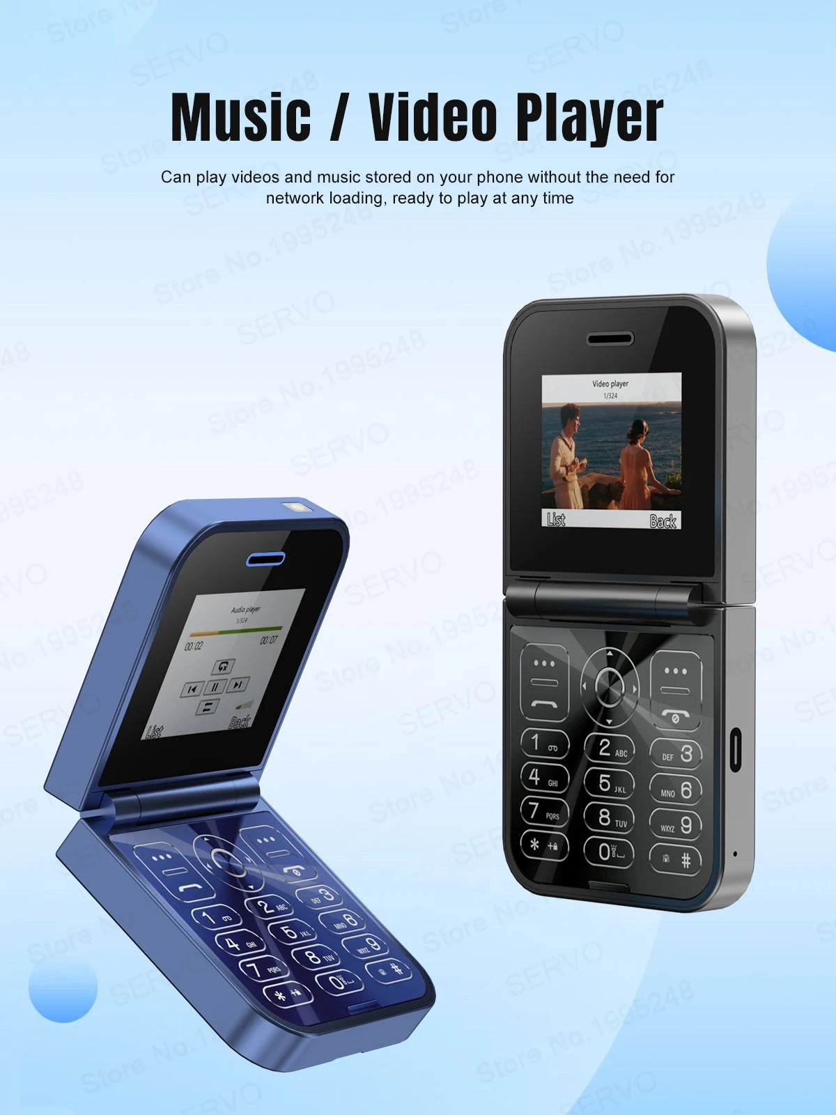 SERVO Classic Small Flip Mobile Phone 2G Dual SIM Card Blacklist Speed Dial 2.0“ Screen 180° Fold Button Cellphones New upgrade