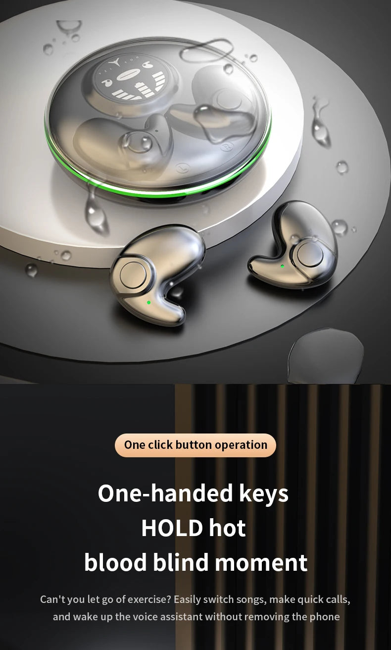 Bluetooth 5.3 Earphones Invisible Sleep Headphones TWS Wireless Hedsets HiFi Stereo Noise Reduction Earbuds for Xiaomi Huawei
