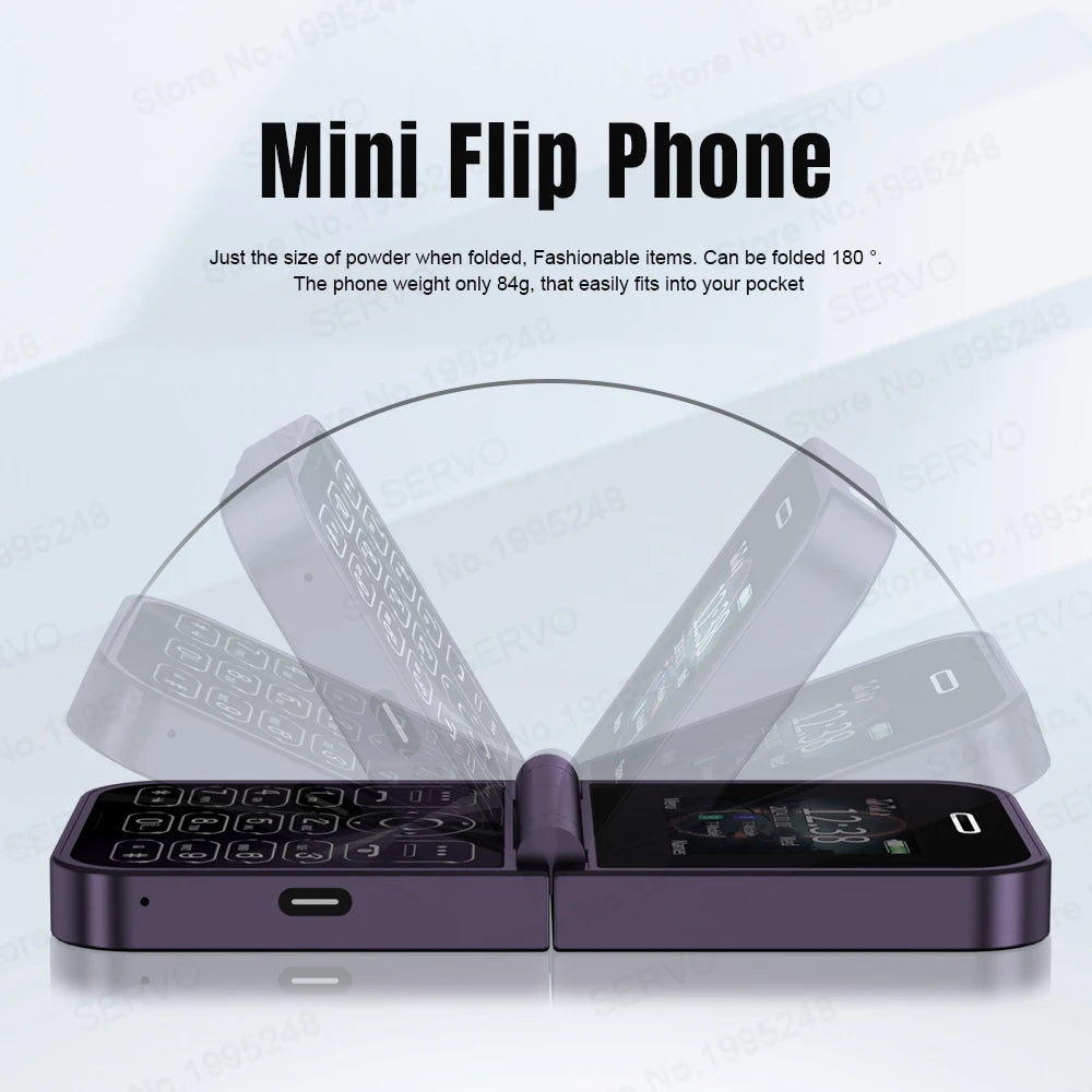 SERVO Classic Small Flip Mobile Phone 2G Dual SIM Card Blacklist Speed Dial 2.0“ Screen 180° Fold Button Cellphones New upgrade