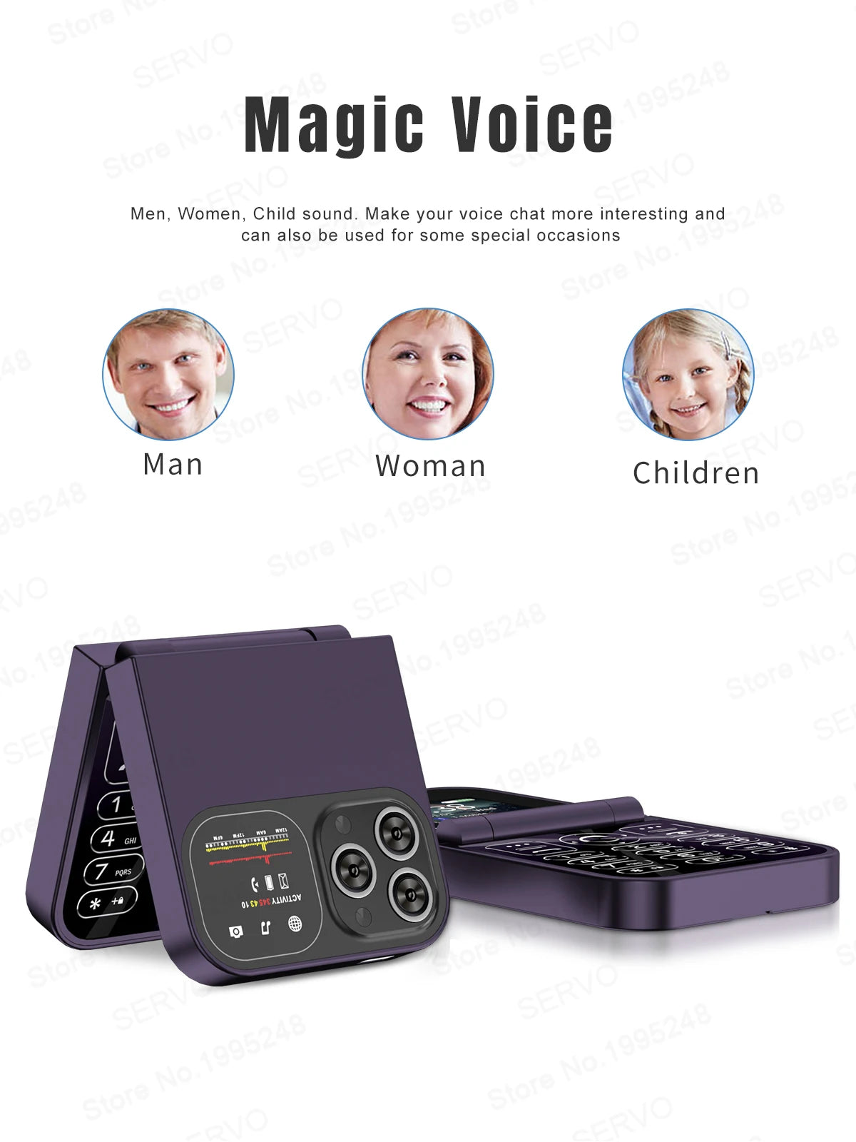SERVO Classic Small Flip Mobile Phone 2G Dual SIM Card Blacklist Speed Dial 2.0“ Screen 180° Fold Button Cellphones New upgrade