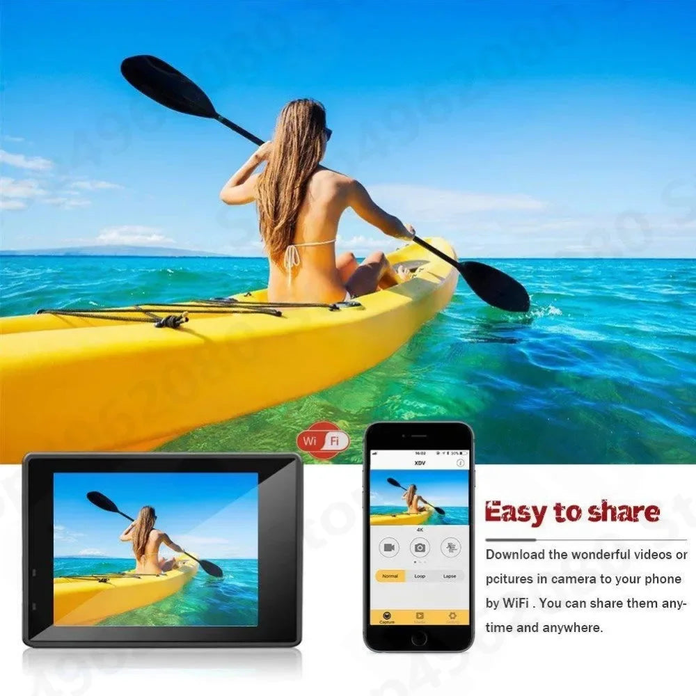 4K Ultra HD Action Camera 2.0-inch Screen Waterproof WiFi Remote Control 30fps/170D Underwater Helmet Sports Go Pro Video Ip Cam