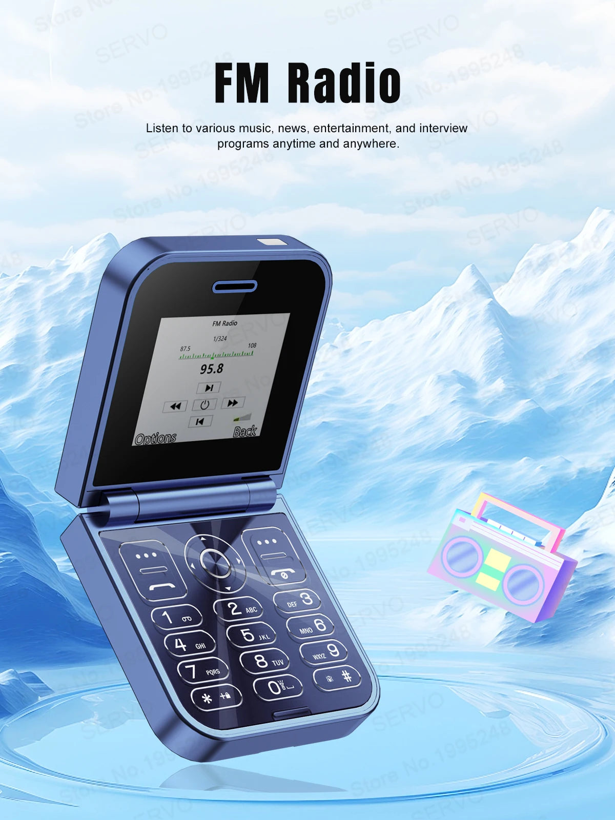 SERVO Classic Small Flip Mobile Phone 2G Dual SIM Card Blacklist Speed Dial 2.0“ Screen 180° Fold Button Cellphones New upgrade
