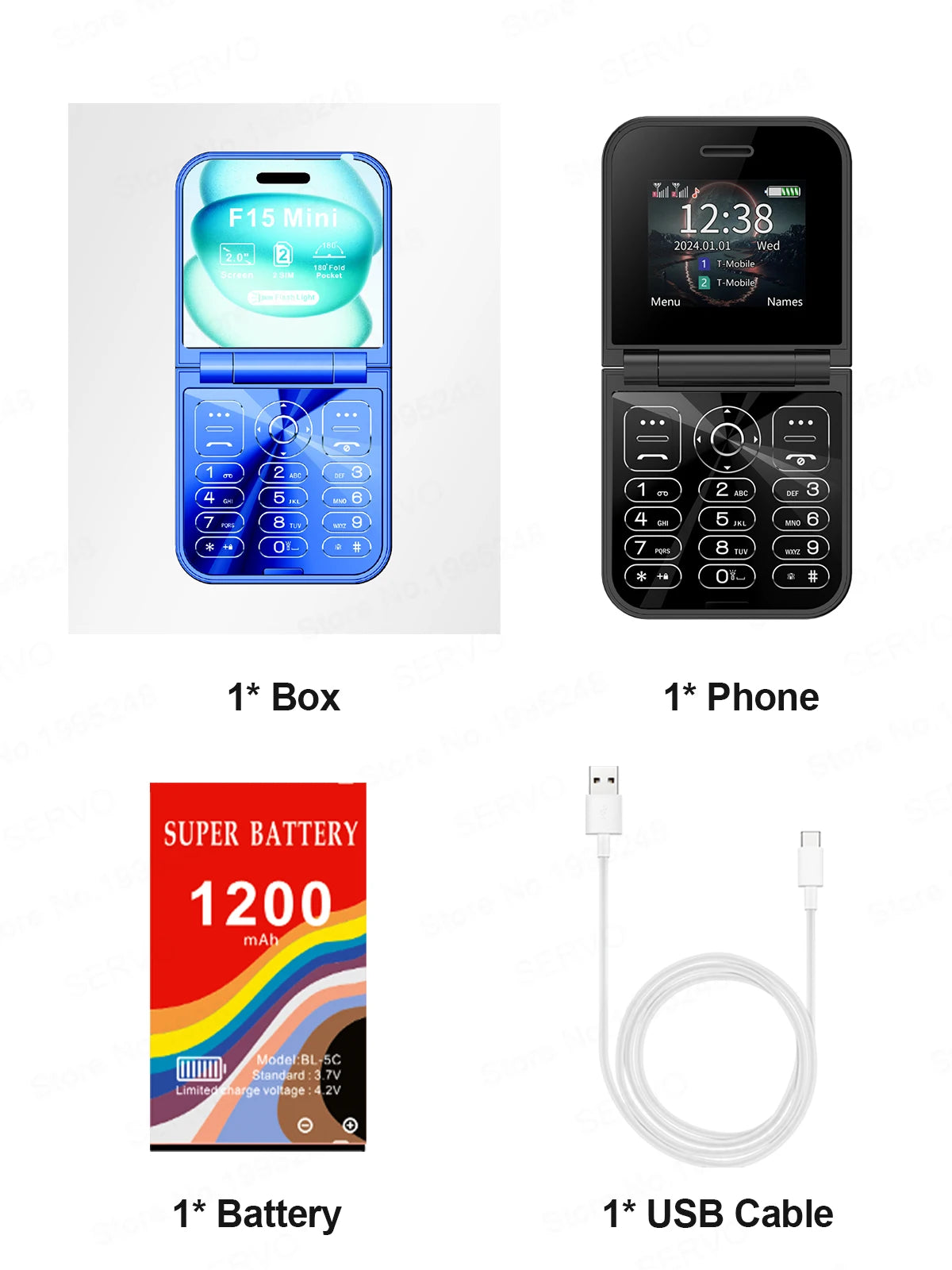 SERVO Classic Small Flip Mobile Phone 2G Dual SIM Card Blacklist Speed Dial 2.0“ Screen 180° Fold Button Cellphones New upgrade