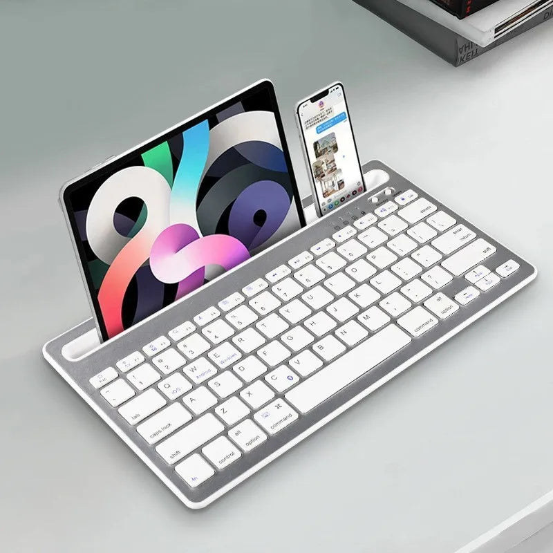 Wireless Keyboard Portable Universal Mini Rechargeable Keyboard Built-in Stand Slot For Mobile Phone Tablet