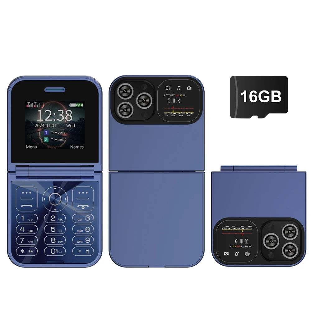 SERVO Classic Small Flip Mobile Phone 2G Dual SIM Card Blacklist Speed Dial 2.0“ Screen 180° Fold Button Cellphones New upgrade