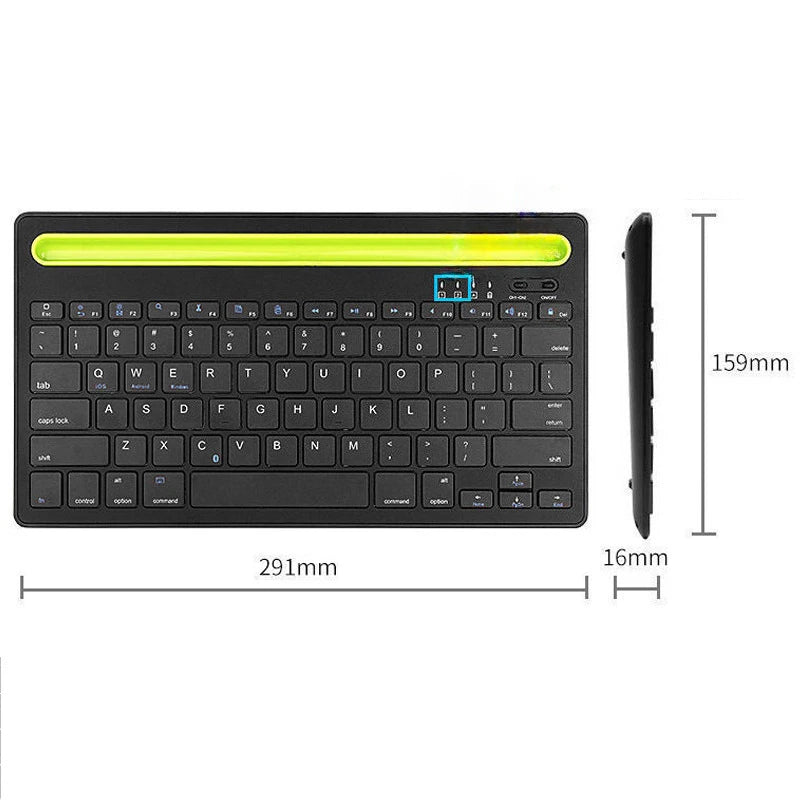 Wireless Keyboard Portable Universal Mini Rechargeable Keyboard Built-in Stand Slot For Mobile Phone Tablet