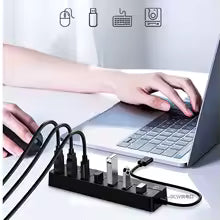 4/7 Ports USB 3.0 Hub with Individual Switches & LED Indicators